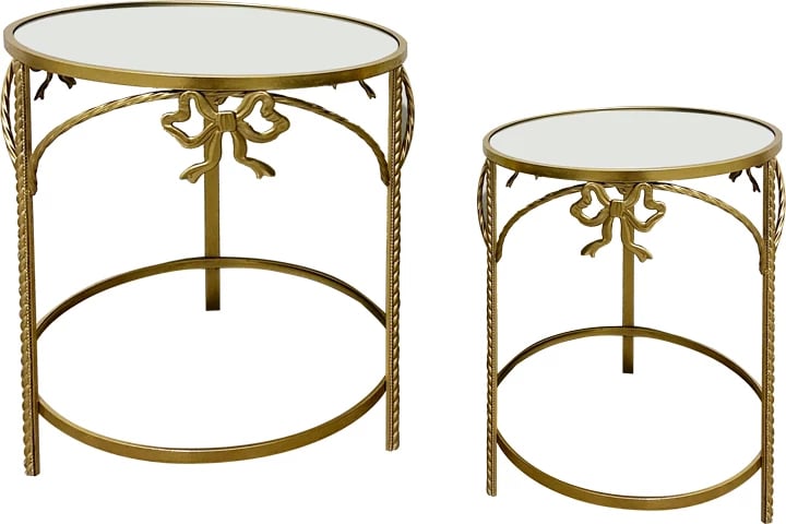 Set tavolina anësore Frensia, metalik, ngjyrë ari, 2 copë