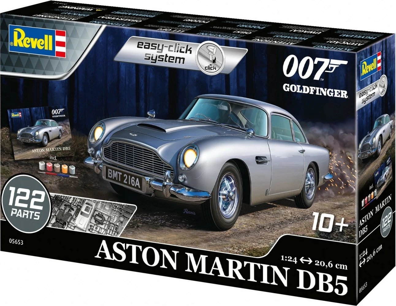 Model plastik Aston Martin DB5 Revell 1:24 James Bond 007 Goldfinger, set