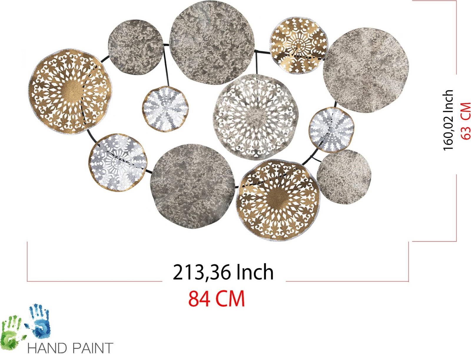 Aksesor dekorativ metalik për mur Wallity, Saye 5, shumëngjyrësh