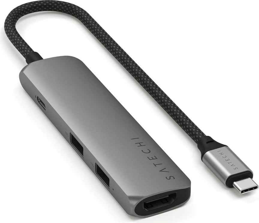 Adapter multiport USB-C Satechi 4-në-1 Slim, 4K, Gri
