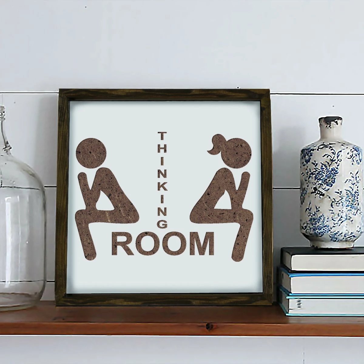 Pikturë dekorative me kornizë MDF, Wallity, KZM030, kafe dhe e bardhë, 34x34cm