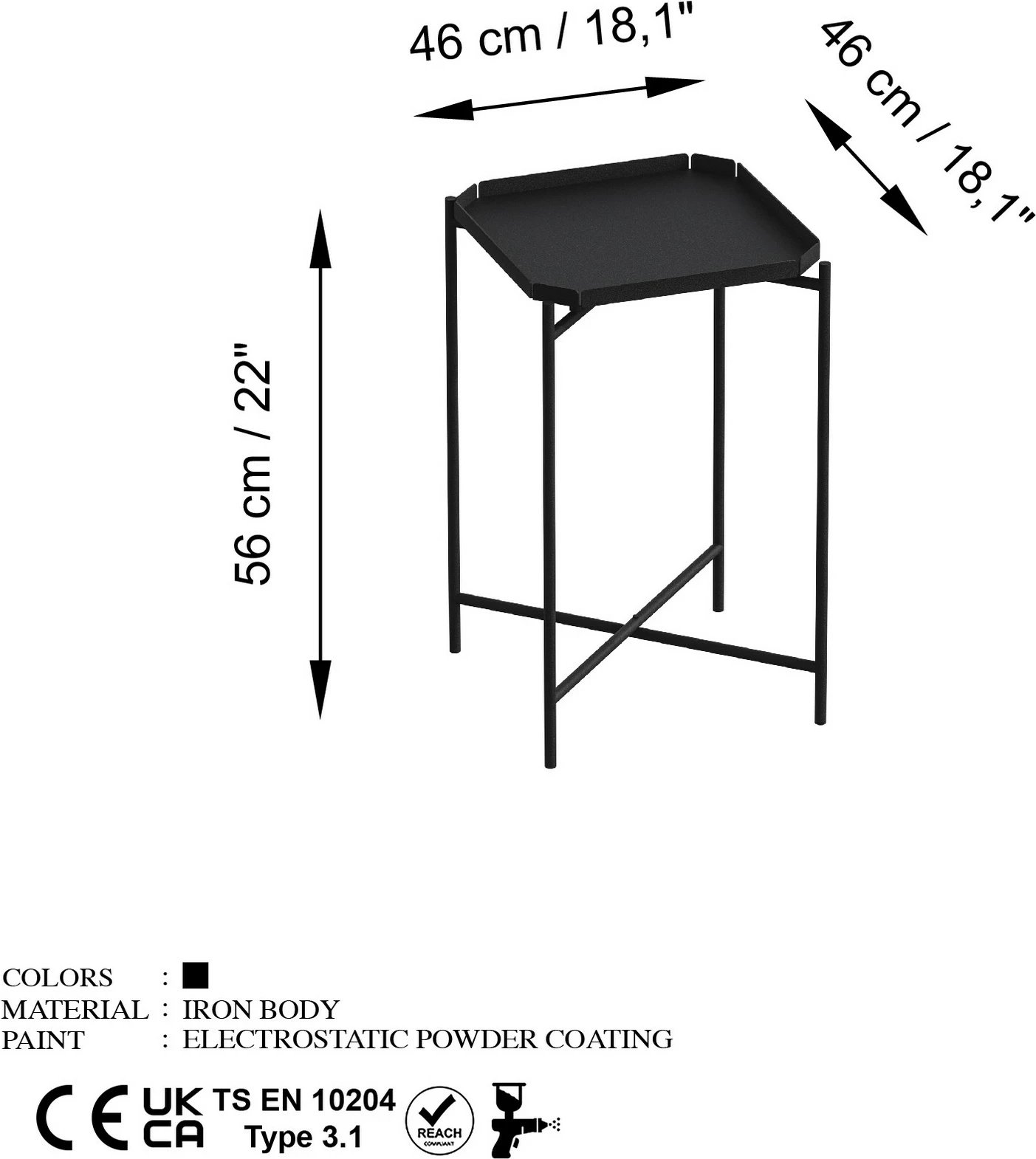 Tavolinë kafeje Hanah Home, Shb-008, ngjyrë e zezë