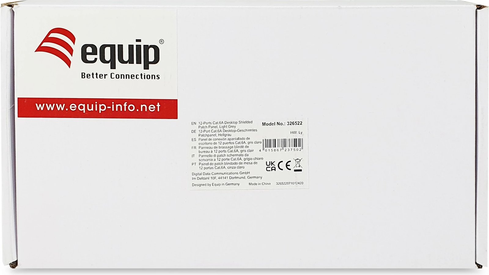 Aksesor rrjeti Equip 326522, 12 porta RJ-45, Cat6a, 10GBase-T, 10 Gigabit Ethernet, gri