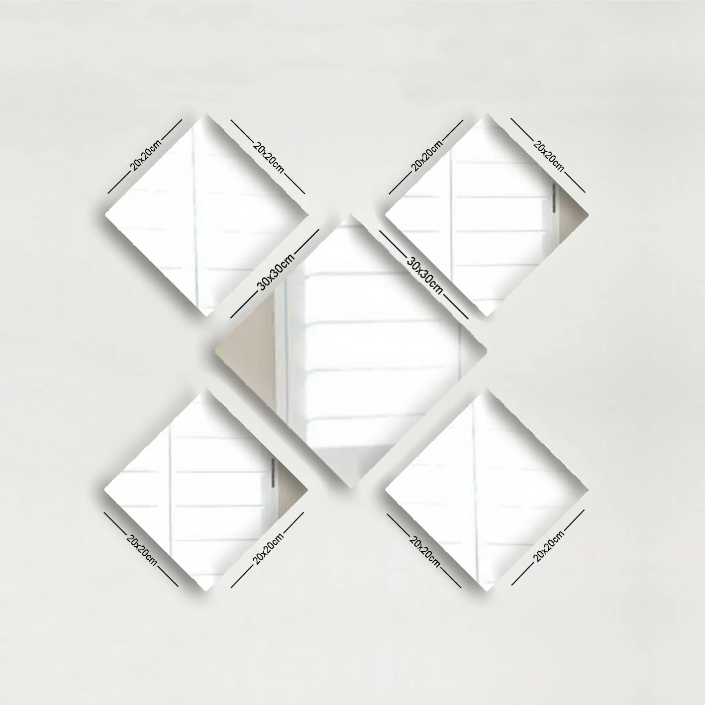 Set pasqyrash (5 copë), Wallity, SETAYNA_009, ngjyrë argjendi