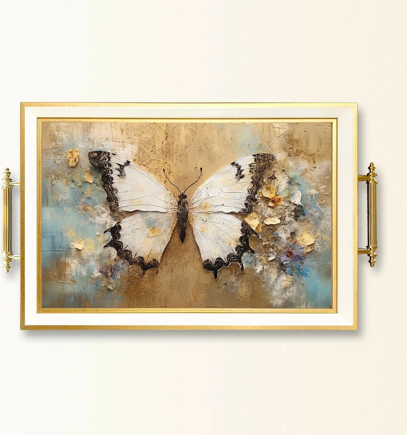 Tabaka xhami me dizajn fluture, shumëngjyrëshe, TPB9887 Tabaka xhami me dizajn fluture, shumëngjyrëshe, TPB9887