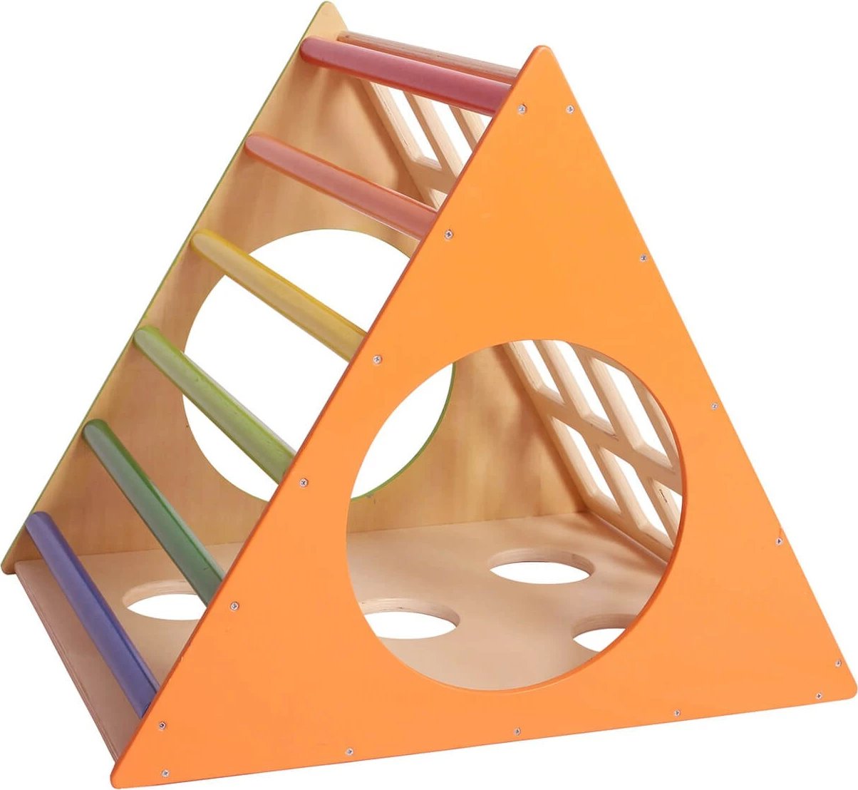 Lodër druri për fëmijë, shumëngjyrëshe, Prisma dhe shkallë, Skye Decor
