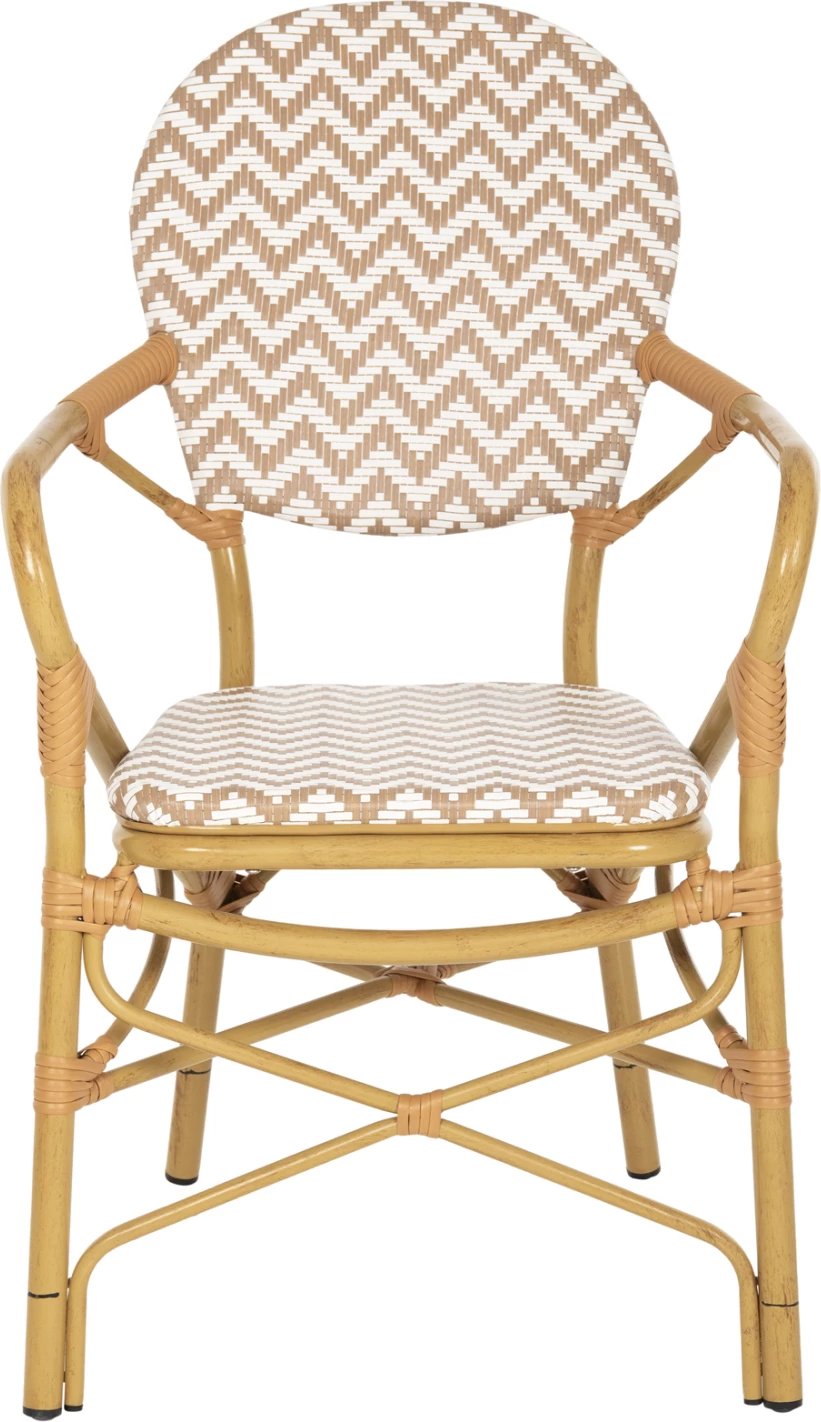 Karrige për jashtë, alumin pamje bambuje, tekstilene natyrale & e bardhë, FH5928.03, 55x58x95cm