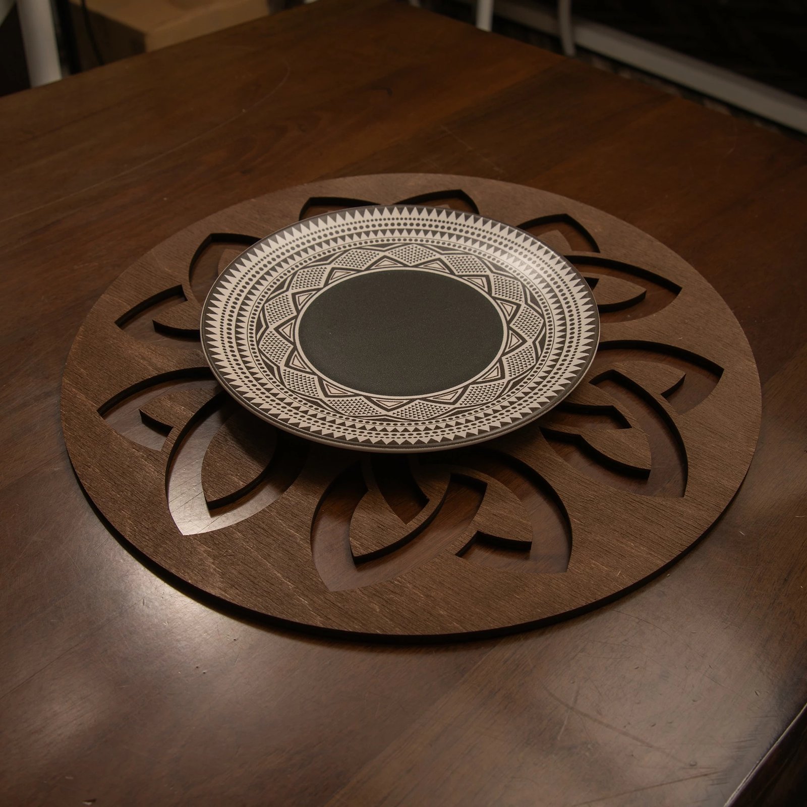 Set nënshtrues tavoline prej druri, 6 copë, Hermia, Lugh, ngjyrë wenge