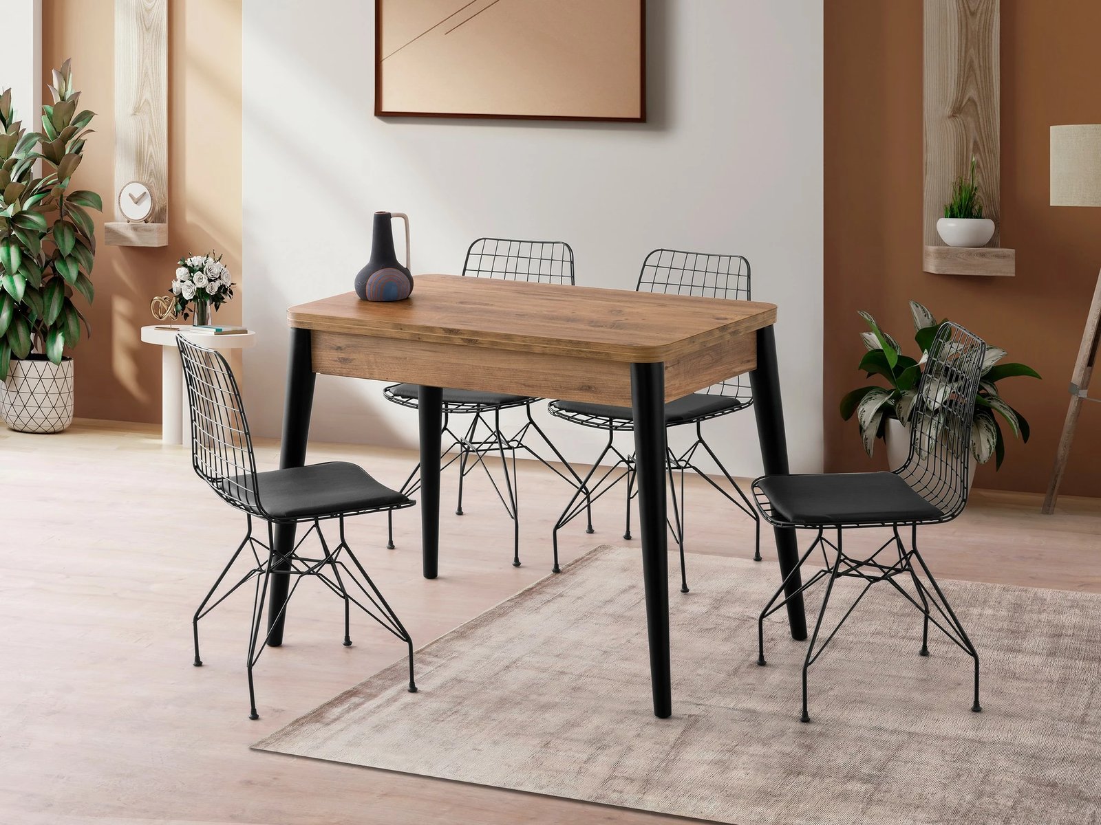 Tavolinë ngrënieje e zgjatshme, ngjyrë Atlantic Pine, Skye Decor, Dolunay - 1284