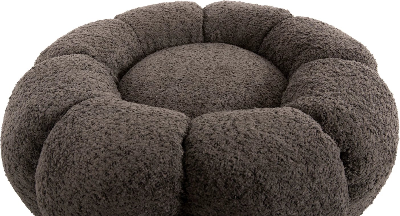 Karrige për bar KRIPP FH9602.01, gri boucle, bazë metalike e zezë, Φ60x31H cm