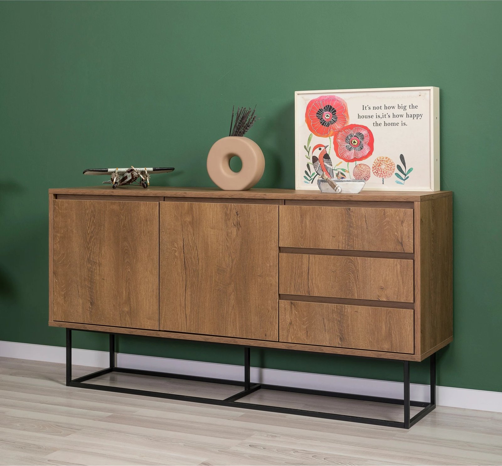 Set mobiljesh për dhomë dite, ngjyrë arre dhe e zezë, Laxus Takım 14