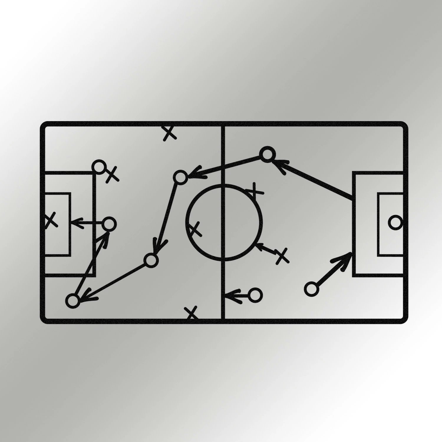 Aksesor dekorativ metalik për mur, Wallity Taktik - M117, ngjyrë e zezë, 68x38cm