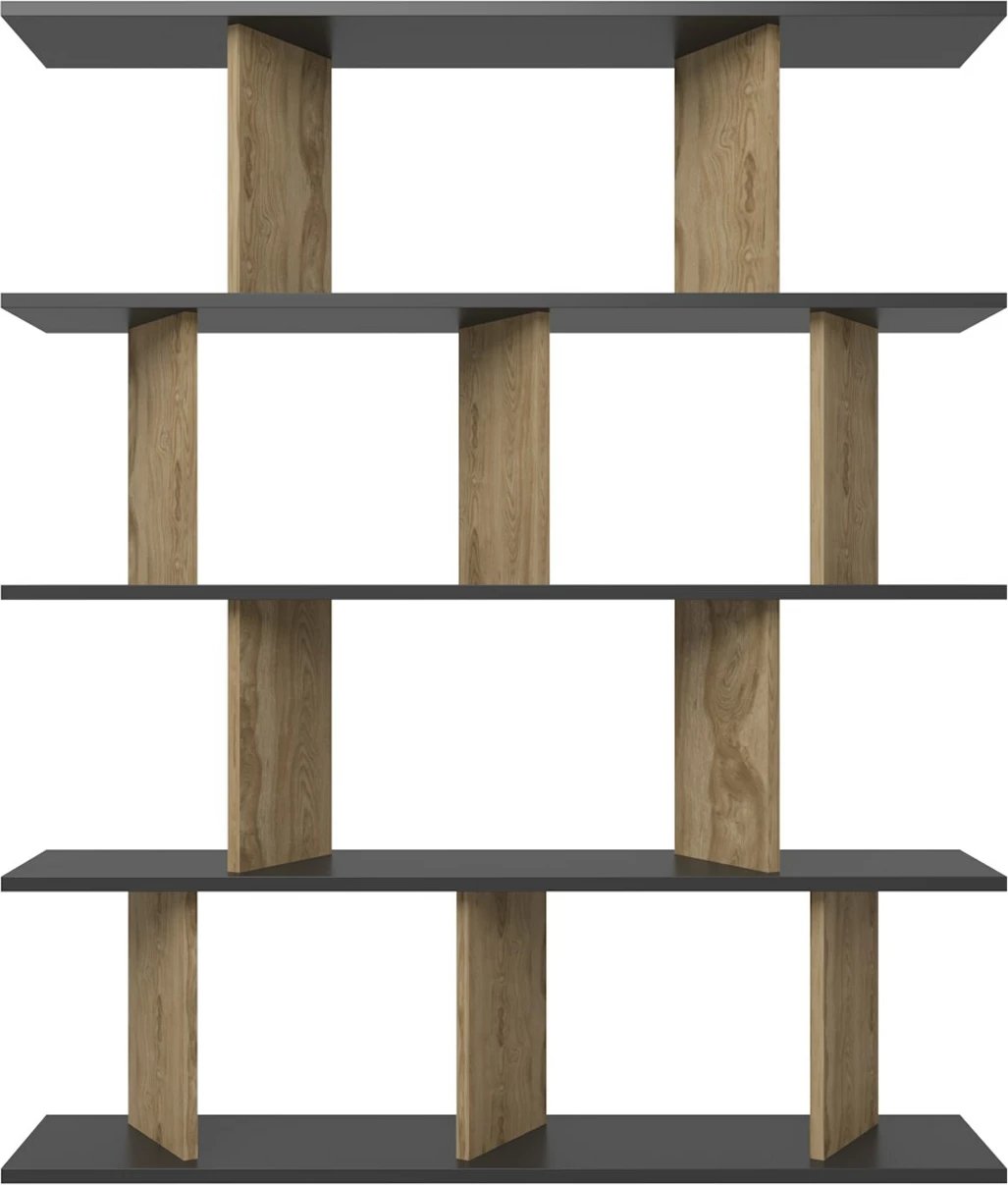 Raft librash Hanah Home, Grace, ngjyrë e zezë dhe lis