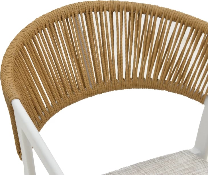 Karrige alumini Glisten e grumbullueshme, kornizë e bardhë-tekstilen ratan natyral 58x56x82cm