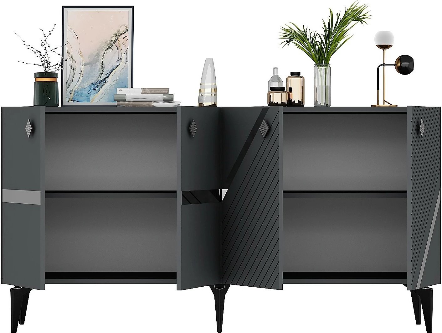 Konsolë Hanah Home, Iris, antracit dhe argjend