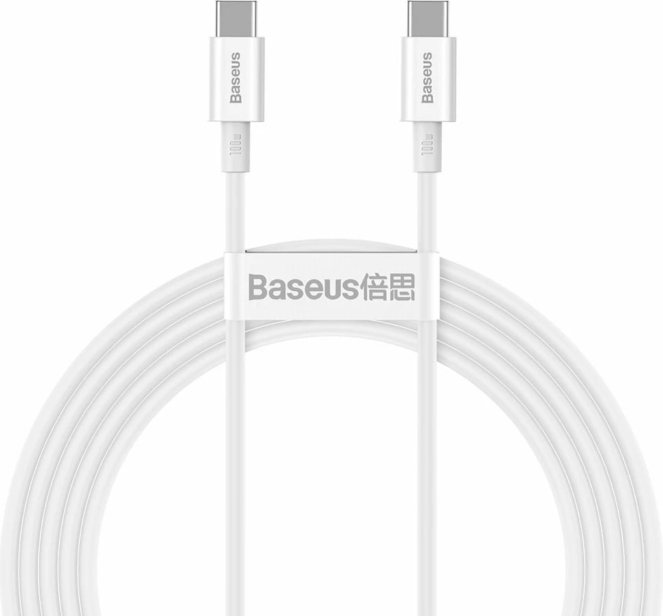 Kabllo USB-C në USB-C Baseus CATYS-C02, 2m, 100W, e bardhë