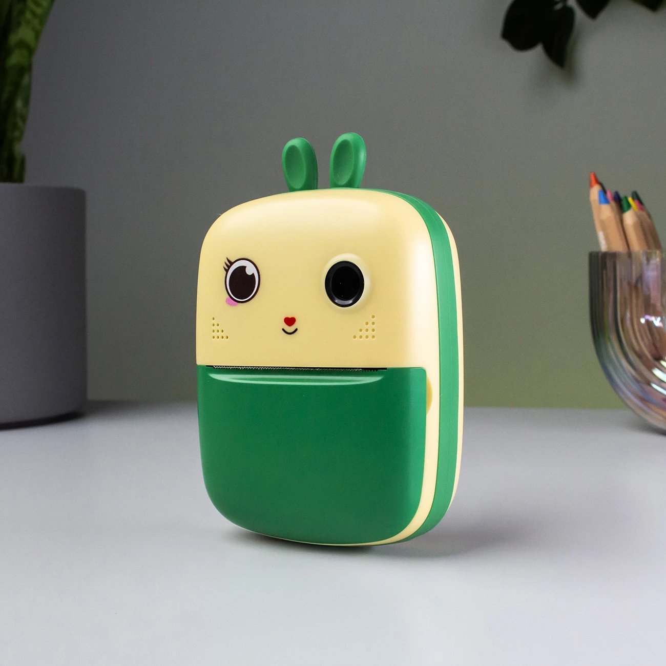 Printer termik mini për fëmijë Hurtel HURC10Z me kamerë dhe video, 1800mAh, i gjelbër