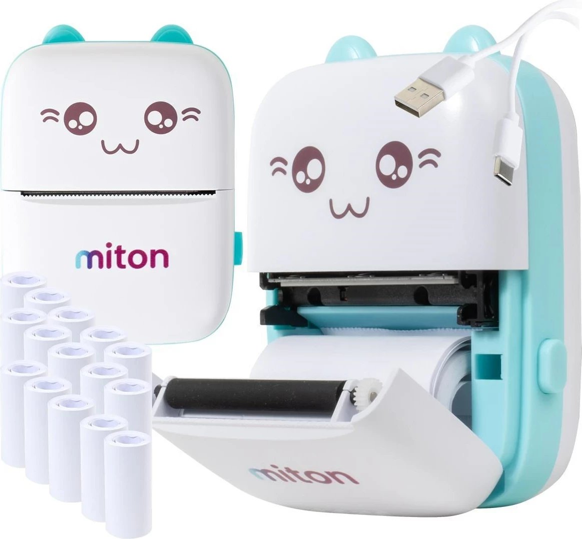 Printer termik Miton D-001 me 15 rrotulla, i bardhë/blu