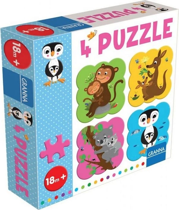 Puzzle për fëmijë Granna 04052, 4 puzzle me 4 pjesë, shumëngjyrëshe, set