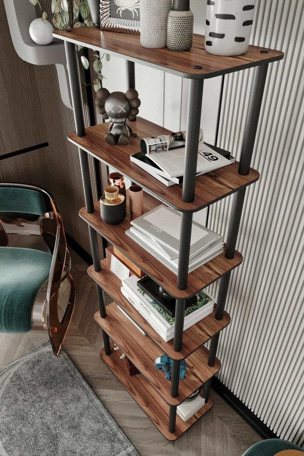 Raft librash Hanah Home, 6 ndarje, ngjyrë arre