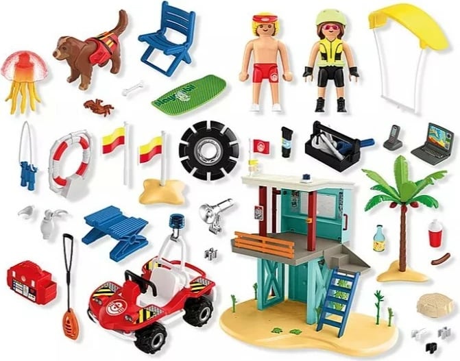 Set lodrash Playmobil My Life 71903, Kulla e shpëtimit dhe Buggy plazhi, 125 pjesë