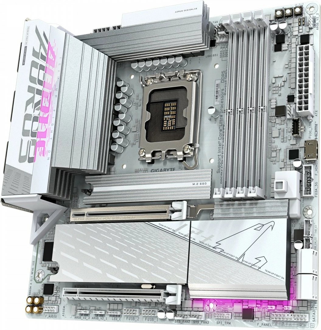 Pllakë amë Gigabyte B860M A ELT WF6E ICE, LGA1851, DDR5, Wi-Fi 6E, Bardhë