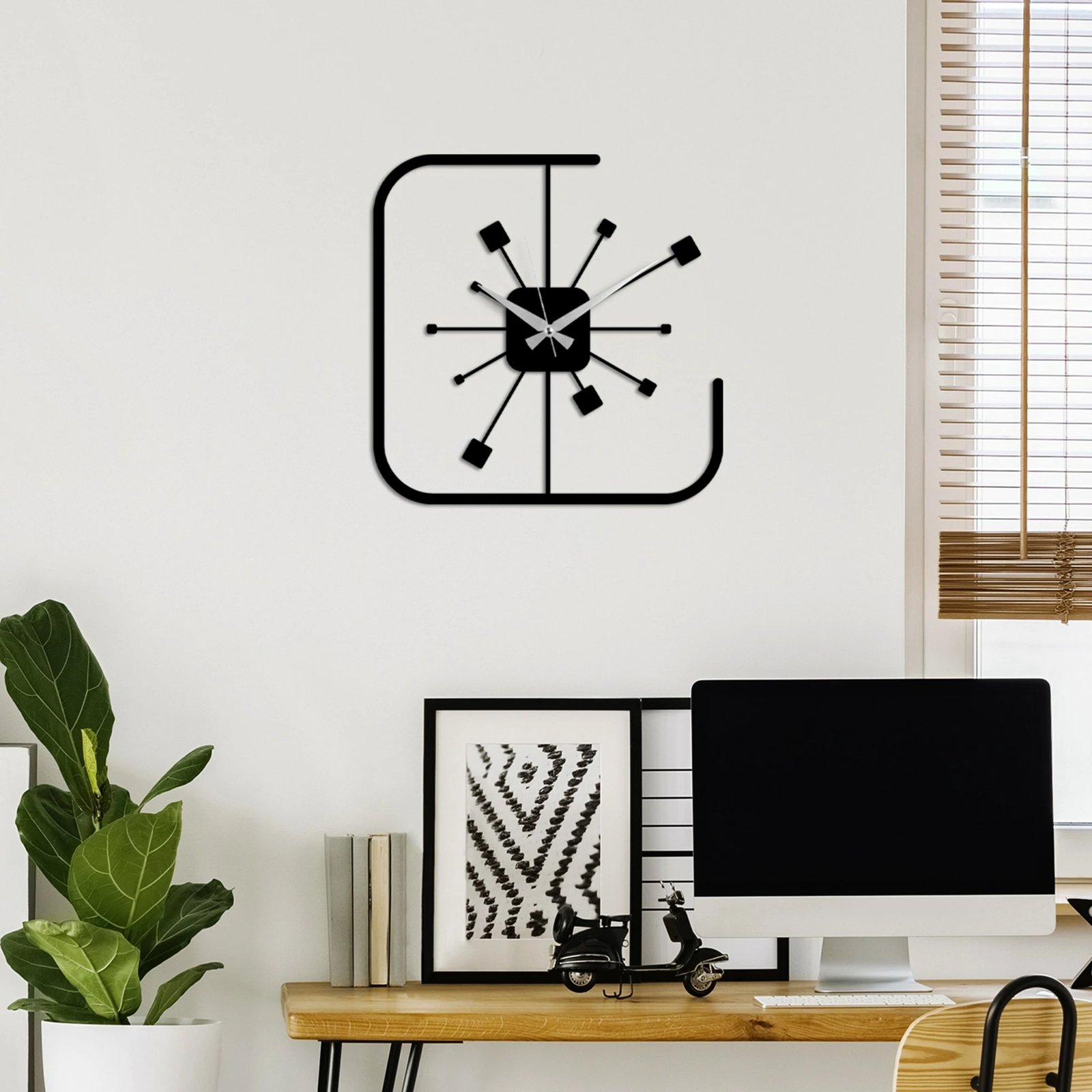 Orë muri dekorative metalike Wallity, katrore, e zezë