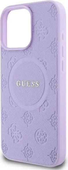 Mbështjellës Guess Saffiano Peony Classic Logo MagSafe për iPhone 16 Pro, Vjollcë