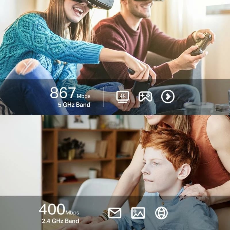Adapter Wi‑Fi USB, TP-Link, Archer T3U Nano, AC1300 dual-band MU-MIMO WPA3, e zezë