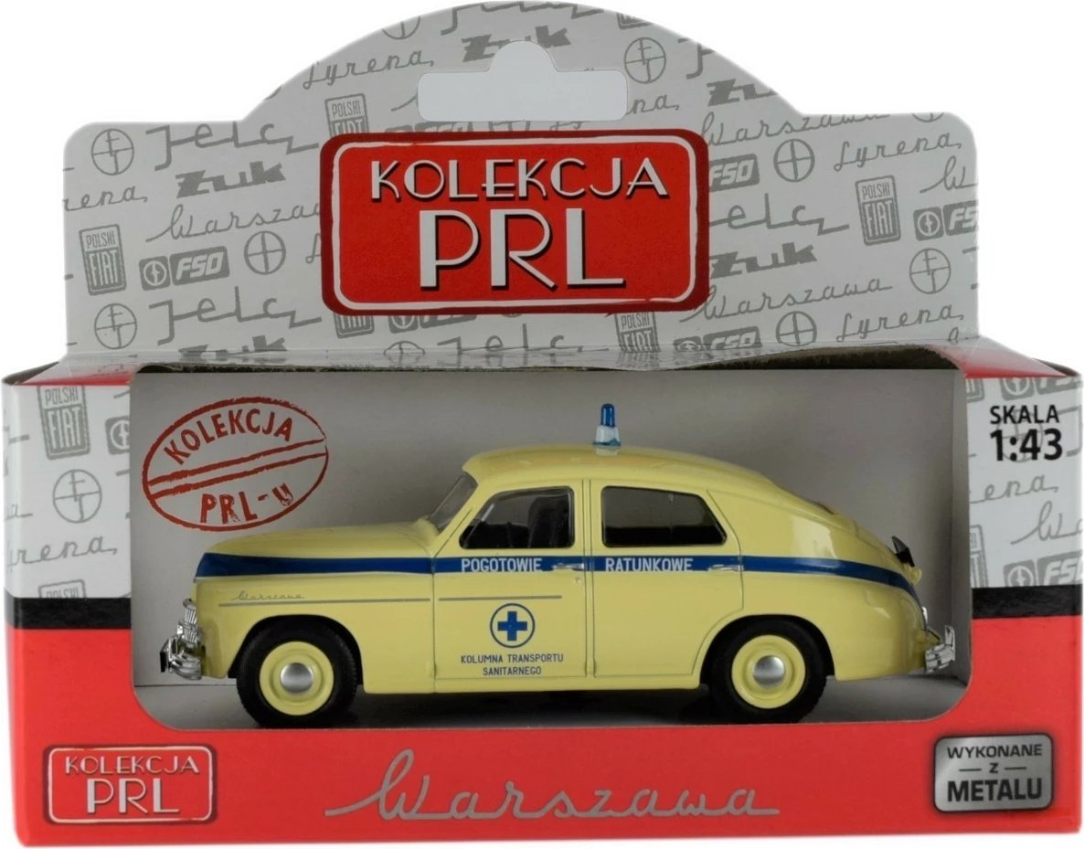 Makine lodër ambulance Daffi PRL Warsaw, 1:43, Metal/Plastik, e verdhë/blu