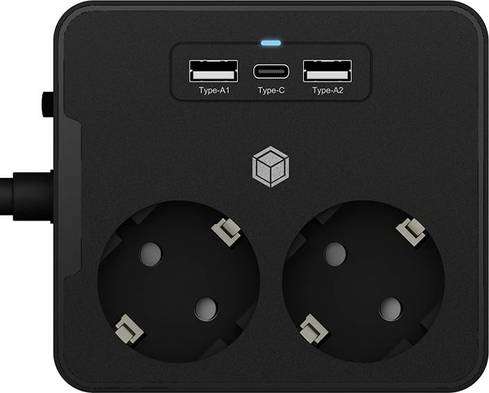 Prizë dyfishe ICY BOX me 2x USB porta, e zezë