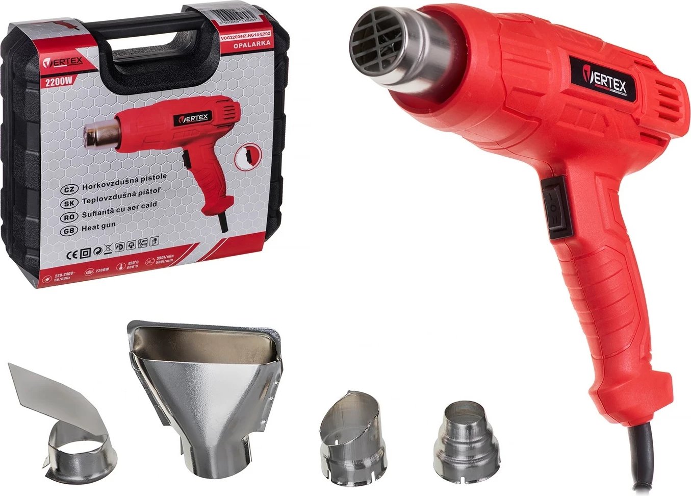 Pistoletë nxehtësie VERTEX VOG2200, 2200W, e kuqe