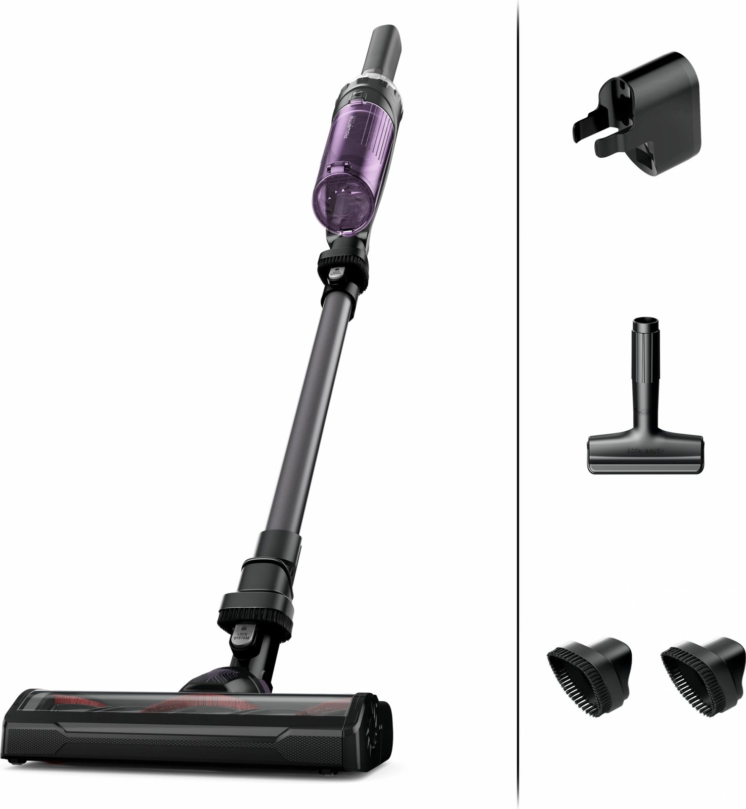 Fshesë me korrent pa kabllo Rowenta X-Nano RH1128WO, gri e errët/vjollcë