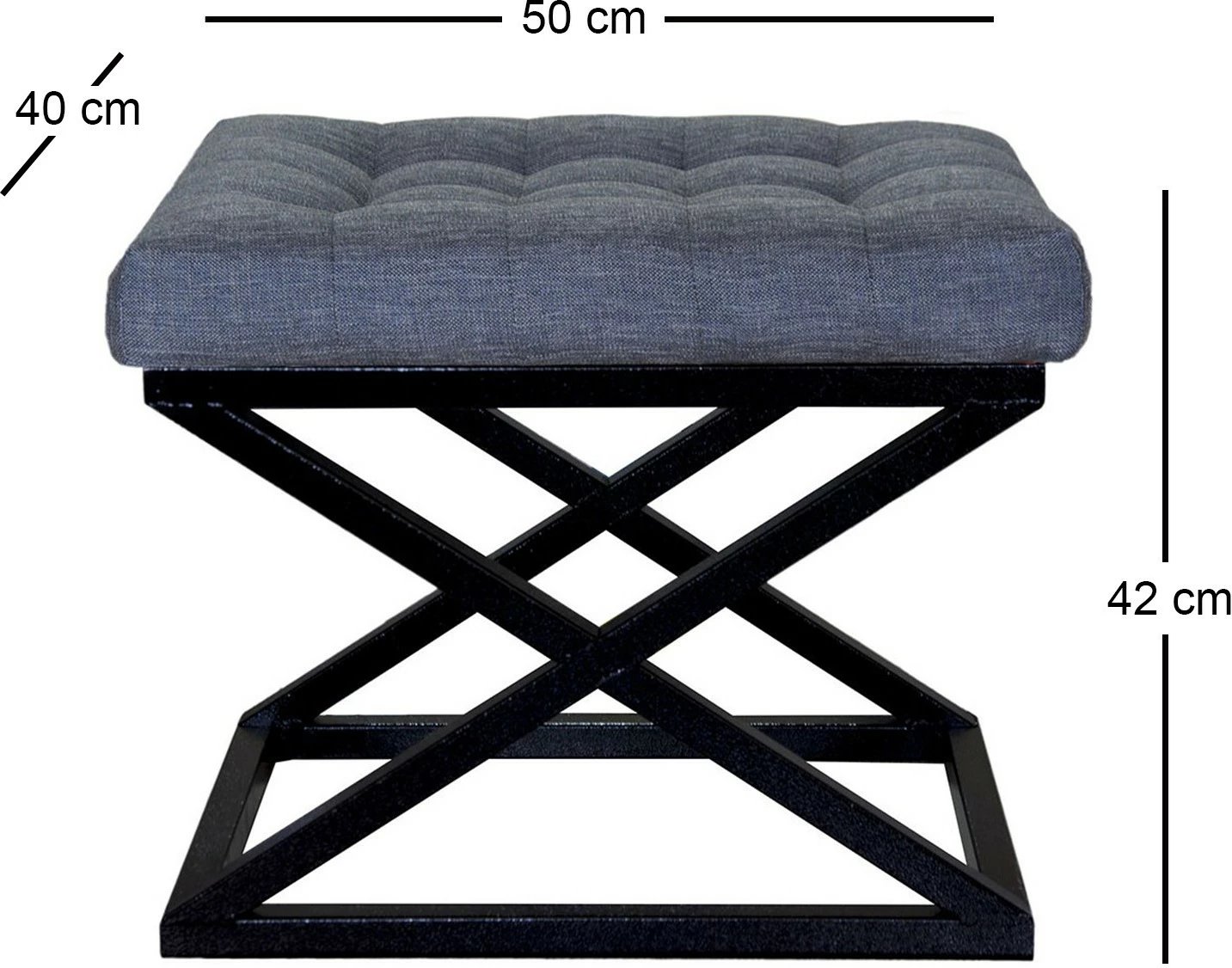 Puf Atelier del Sofa, këmbëza kryq, ngjyrë e zezë, blu