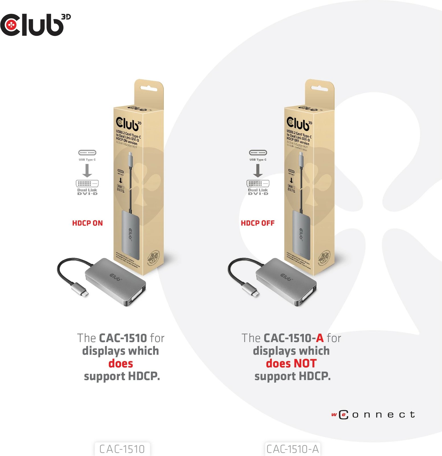 Adapter Club3D USB Type-C në DVI-D, Dual Link, 0.25m, gri