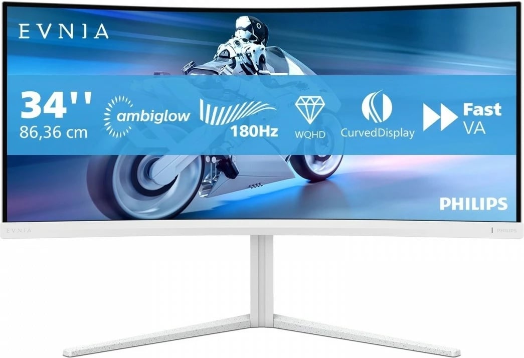 Monitor Philips 34M2C5501A, 34 inç, VA, 180Hz, WQHD, i bardhë