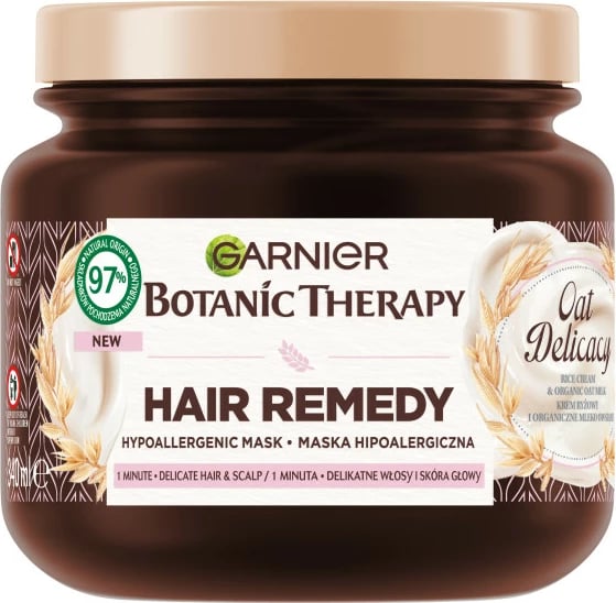 Maskë për flokë Garnier Botanic Therapy Oat Delicacy Hypoallergenic për femra, 340ml