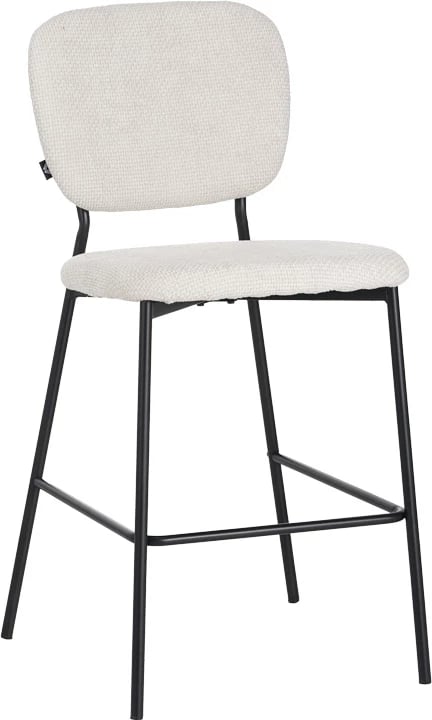 Karrige për bar Cathair, pëlhurë bouclé, ngjyrë bezhë, këmbë metalike të zeza, 48x54x100cm