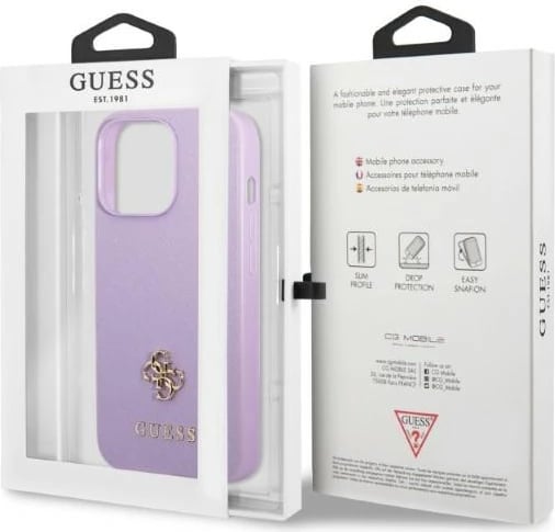 Mbështjellës Guess Saffiano 4G Small Metal Logo për iPhone 13/13 Pro 6.1", vjollcë Mbështjellës Guess Saffiano 4G Small Metal Logo për iPhone 13/13 Pro 6.1", vjollcë