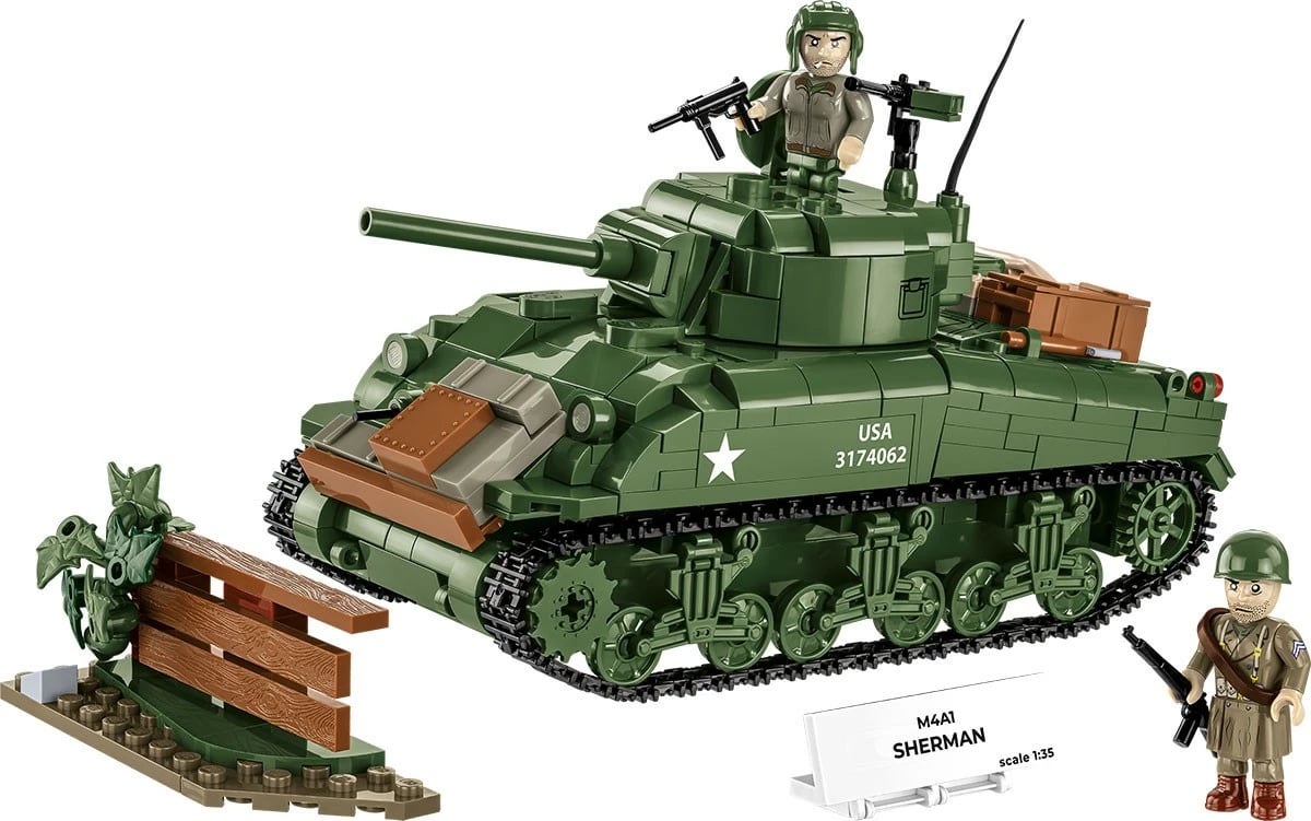 Set blloqesh Cobi M4A1 Sherman, 663 pjesë, me 2 figurina, Jeshile