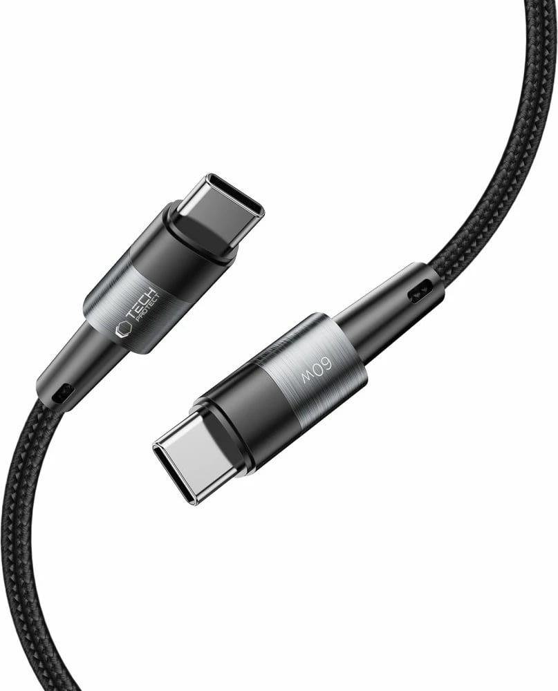 Kabllo USB-C në USB-C Tech-Protect UltraBoost 2m, 60W, Gri
