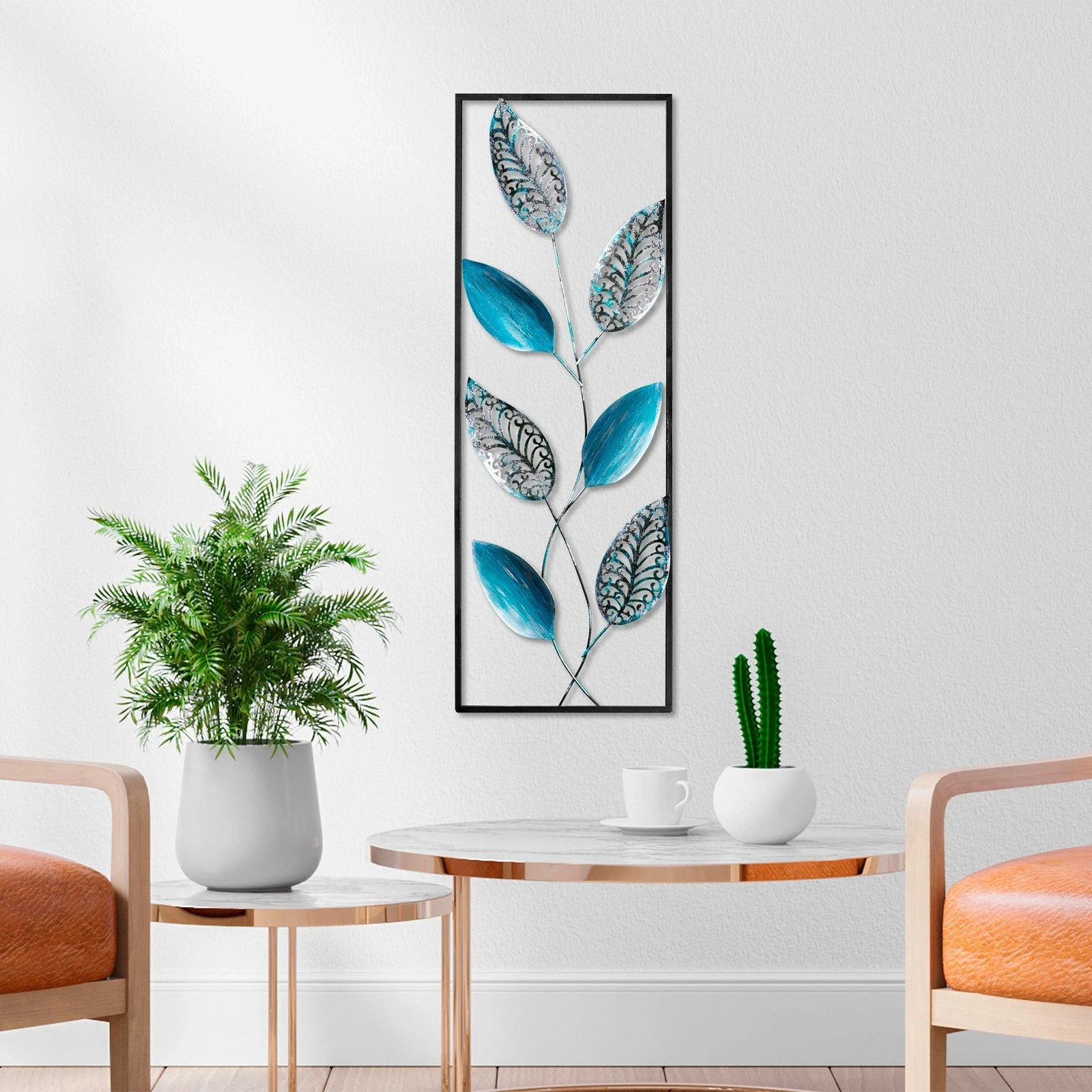 Aksesor dekorativ metalik për mur, gjethe, Wallity, shumëngjyrësh, 32x90cm