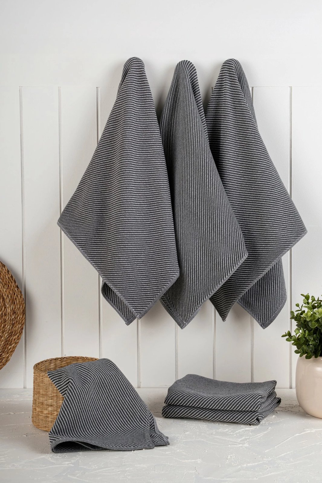 Set peshqirësh kuzhine (6 copë), Hermia Eloise, ngjyrë antracit