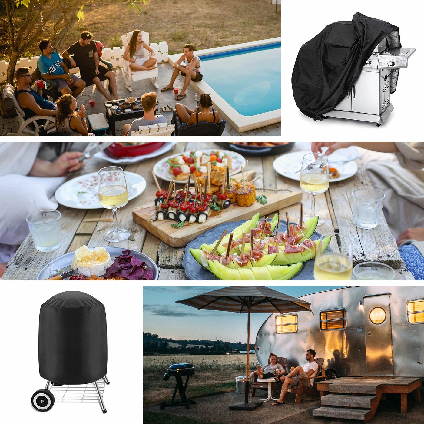 Mbulesë shumëfunksionale Hurtel XXL për grilë, biçikletë, motoçikletë, mobilie kopshti, e zezë