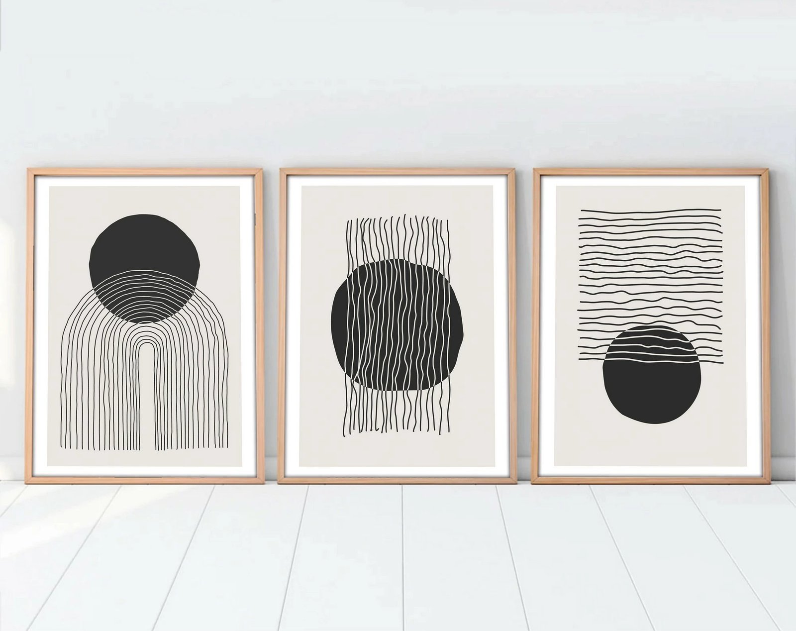 Pikturë dekorative me kornizë MDF (3 copë), Wallity, Huhu213, 50x35cm