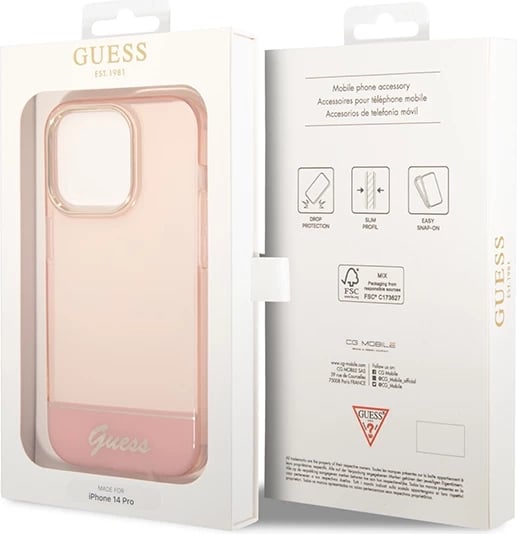 Mbështjellës Guess Translucent për iPhone 14 Pro Max 6.7", Rozë Mbështjellës Guess Translucent për iPhone 14 Pro Max 6.7", Rozë
