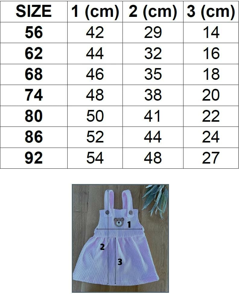 fund pinafore bebe New Baby Laura, 100% pambuk, madhësi 62 (3-6 muaj), e bardhë