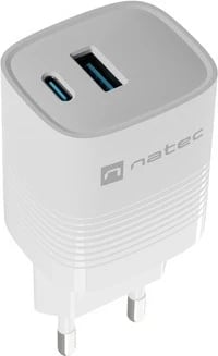 Karikues Natec Ribera GaN 30W, USB-A dhe USB-C, i bardhë Karikues Natec Ribera GaN 30W, USB-A dhe USB-C, i bardhë