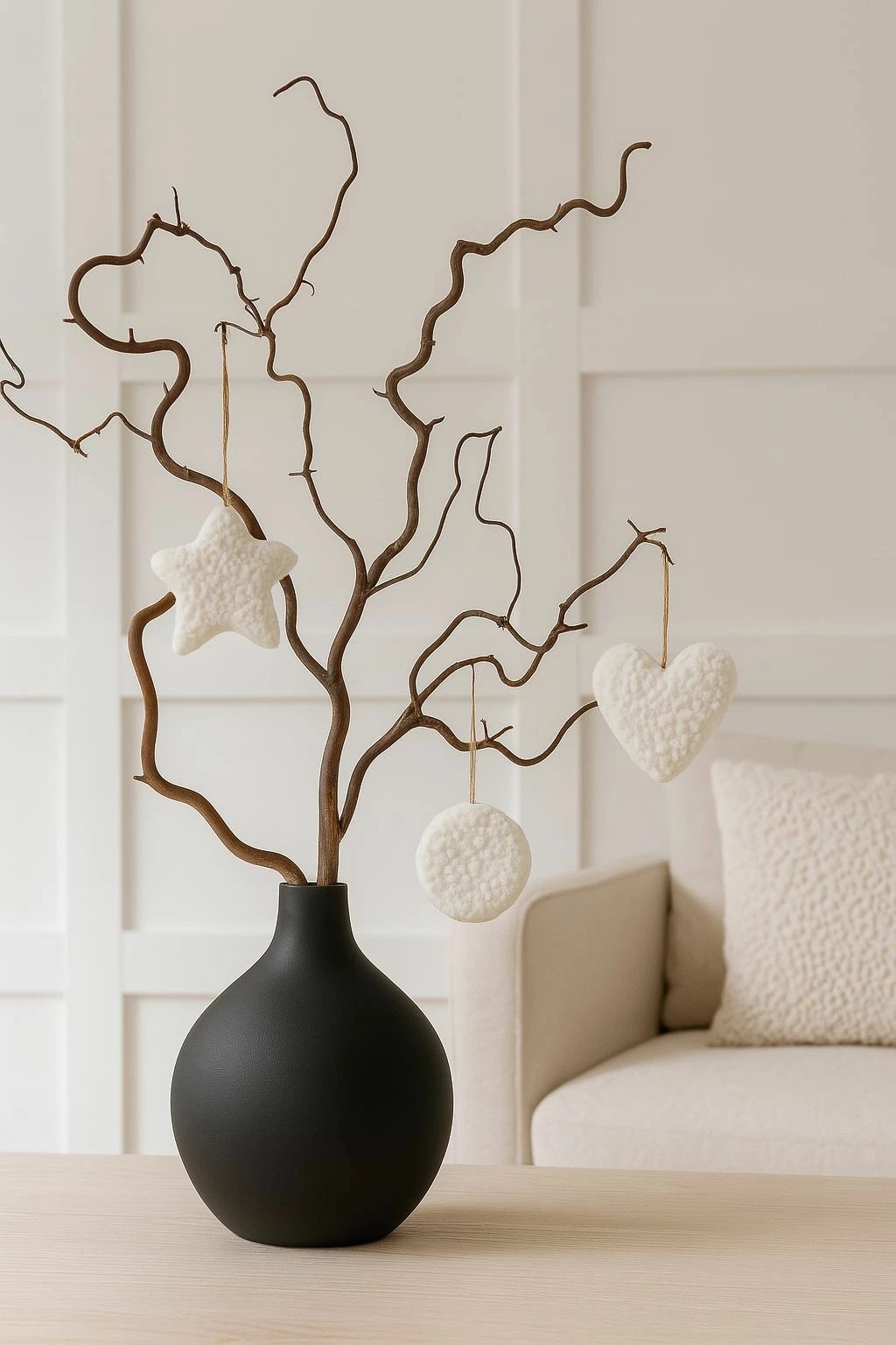 Set dekorativ për pemë të Vitit të Ri, 3 copa, ngjyrë e bardhë