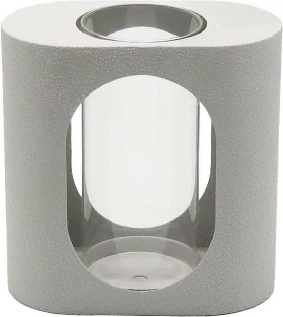 Mbajtës tealight, metal i bardhë, xham, 18x10x18.3cm